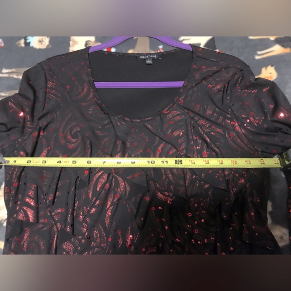 Sparkly Red Rose Pattern Ruffled Blouse - Picture 6 of 10